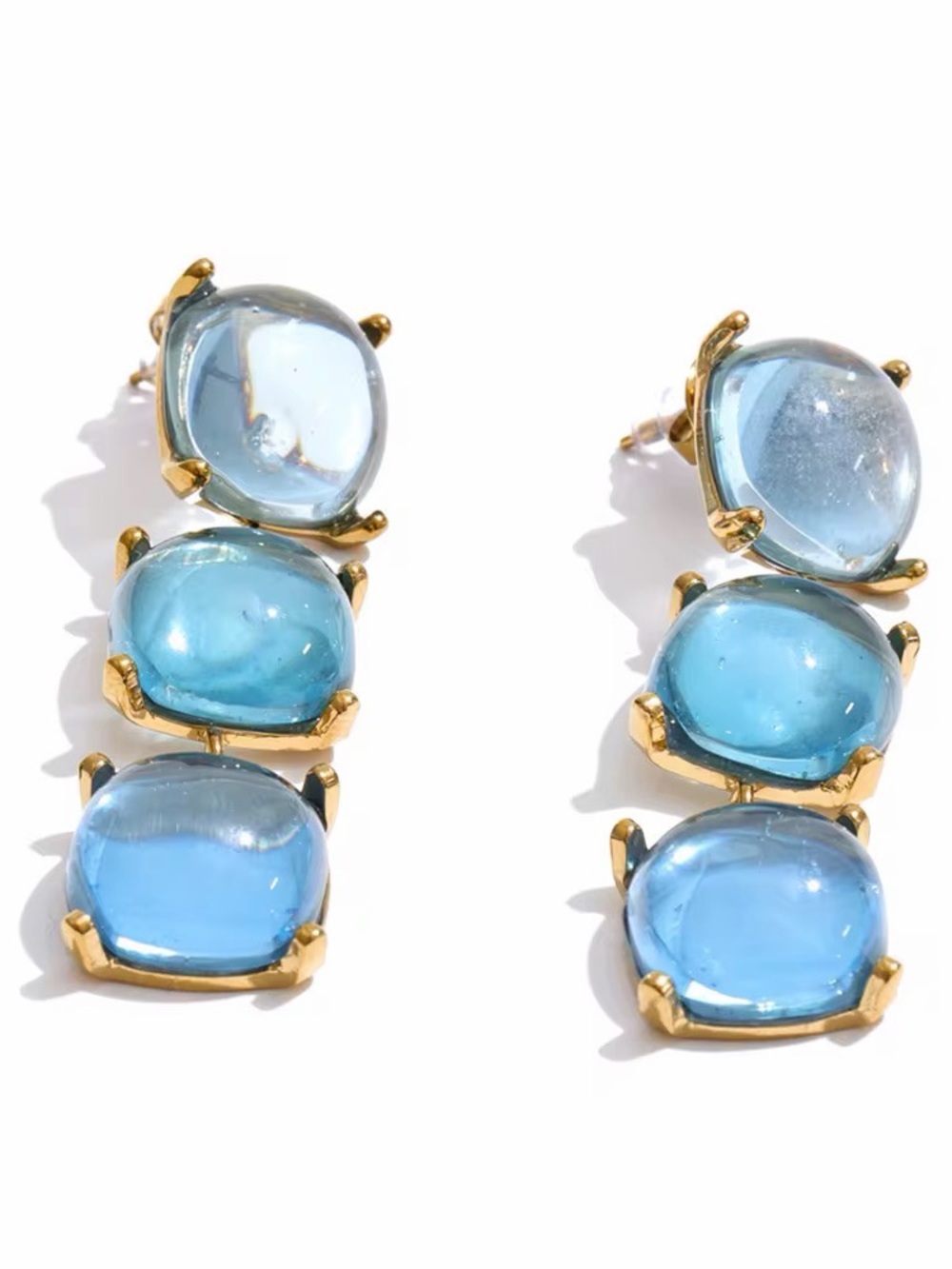 Blue Resin Drop Earrings | 18K PVD Gold Plated Stainless Steel